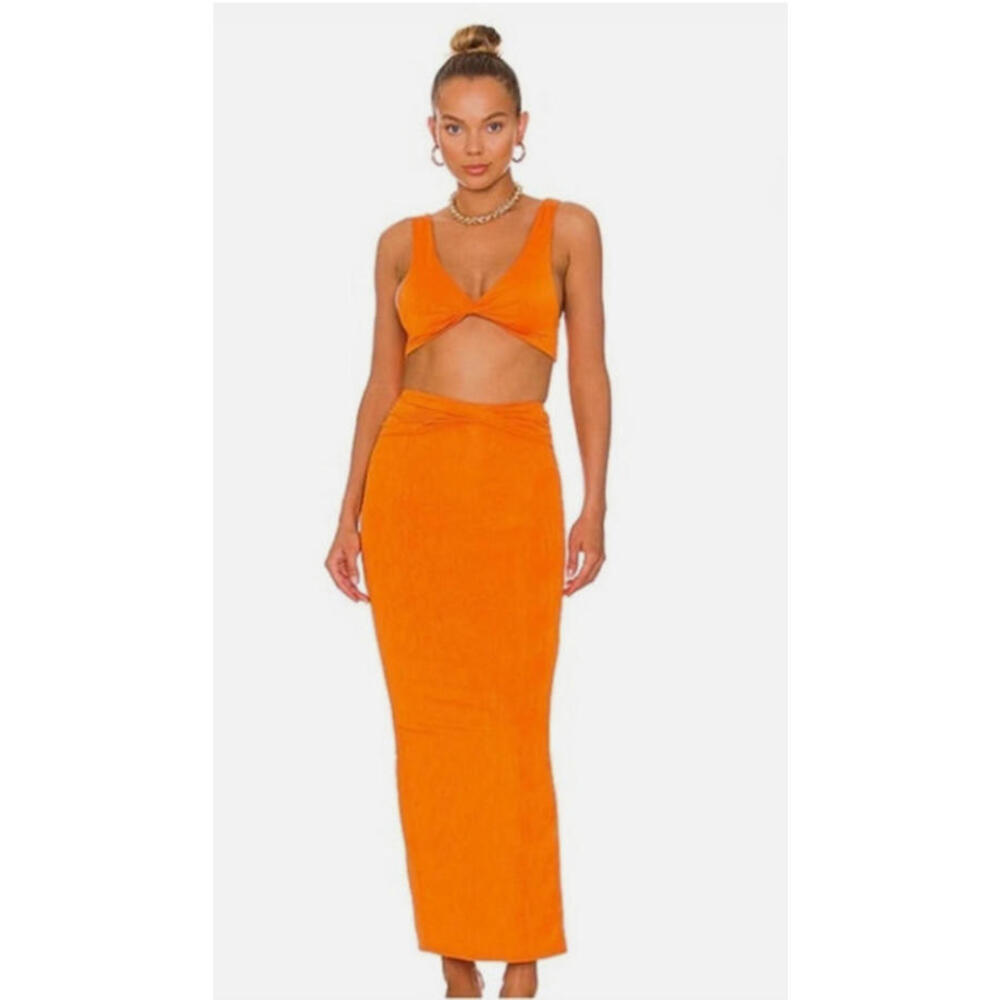 Superdown Joana Maxi Skirt Set in Tangerine Size XXS NWT